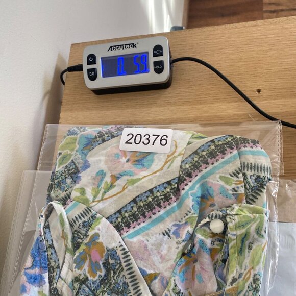 Maeve Anthropologie Top Womens 12 Blue Multi Floral Pleated Short Kimono Sleeve - Picture 9 of 9